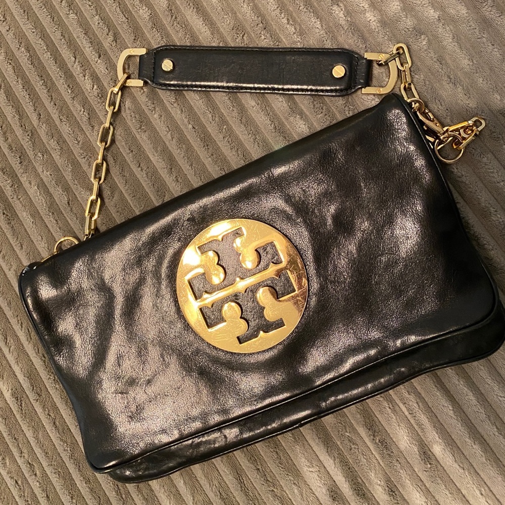 Tory Burch Black and Gold Clutch